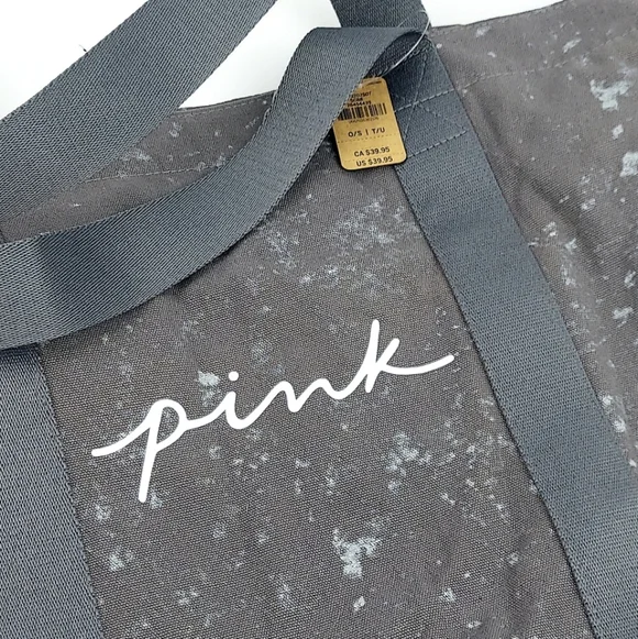 Victoria's Secret PINK Canvas Grey Splatter Large Tote New - Picture 5 of 9